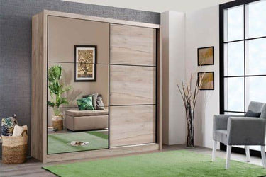 Navara Oak Effect Sliding Door Wardrobe 215cm High Quality Furniture - UK Luxury Furniture